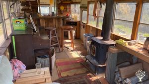 This is the inside of the school bus you will be staying in