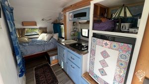 The r-pod camper. Other end has a dinette. Has wifi.
