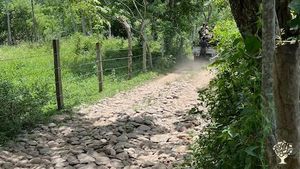 The road in front of campus.
