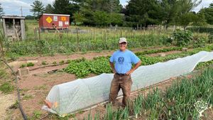 Farmer Matt in with the vegetables