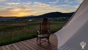 Glamping tent and deck area.