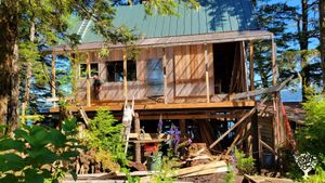 The "chalet" which one day will be a yoga retreat area. Hot tub is scheduled to be erected this spri