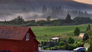 Evening fog in our valley a summer night. 