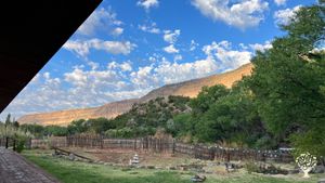 Rising sun from the back of the long house