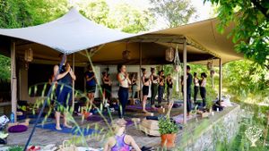 During a yoga retreat