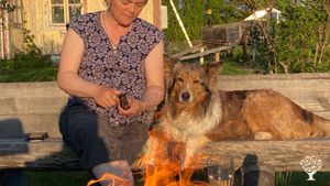 Our dog Freja and AK.
