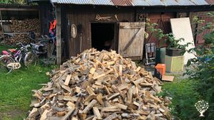 Delivery of firewood to be thrown into wood store