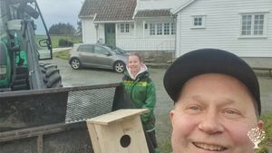 Myself and my ypungest daughter, Anne Helene, on our way to put up birdhouse for owl - strix aluco.