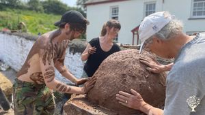 Community-supported agriculture project on the cliffs where the three rivers meet the sea in Wales