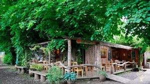 The main shop and cafe building.