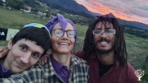 Dénes, Csilla and Siddiq on a trip at the ocean-side. Siddiq is a mushroom experience facilitator
