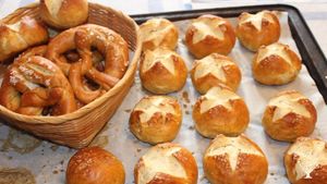 Home baked German Pretzels and Pretzel buns. Bretzeln und Laugenbroetchen.