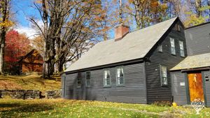 House and barn in the autumn