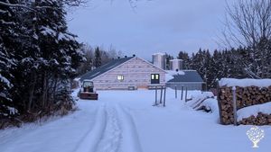 La "cabane à sucre", bâtiment de production de sirop d'érable.
