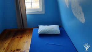 This is the loft of the tiny house, just big enough for 2 people