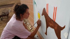 Painting a door to greet visitors