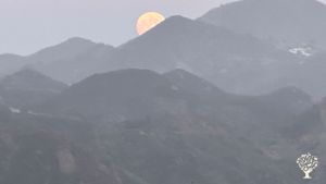 Supermoon rising over the unique Santa Monica Mountains