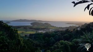 Vue de l'exploitation au soleil levant