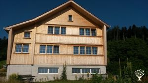 Südostfassade. Dein Zimmerchen : oben links