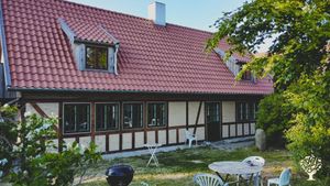 The front of the main house after renovation with historical handcrafting methods
