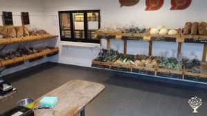 Sustainable organic farm with vegetables and farm shop.