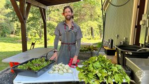 Our wash and pack station next to our outdoor kitchen 