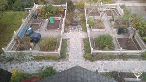 The formal vegetable garden in front of the Inn.  Photo taken from the Inn's tower. 
