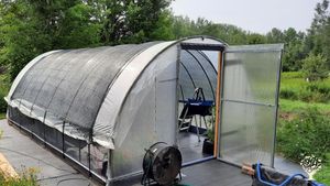 The greenhouse where I start nurturing the native plants is 14'x24'.
