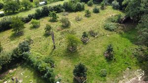 Streuobstwiese und Weide für Schafe und Hühner