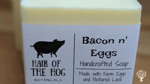 One of our handcrafted lard soap bars