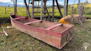 Organic Portuguese style farm with river in southern Brazil