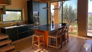 The kitchen for community cooking. All food is provided. 