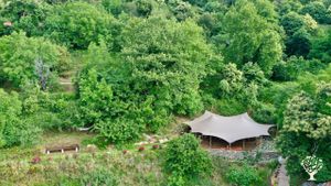 The retreat Bedouin style tent intergrated in the landscape.