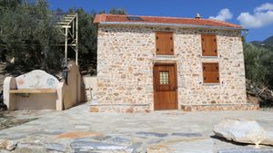 The farm building with the photovoltaics installation. Food can be prepared outside as well.